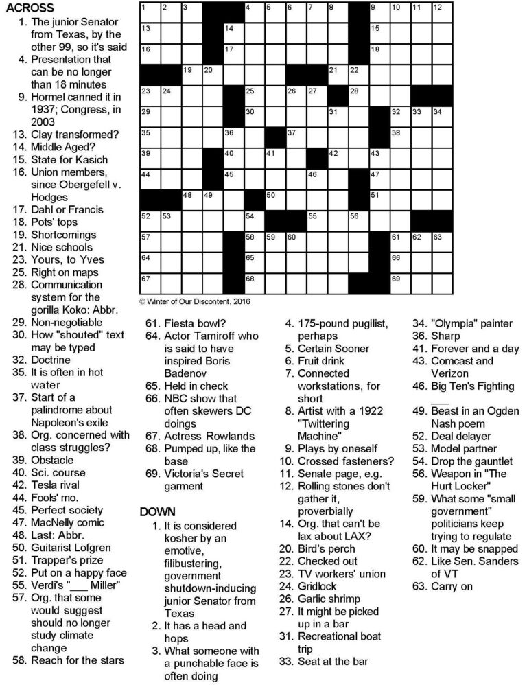 Free Printable Canadian Crossword Puzzles - Elmo Coloring Sheets