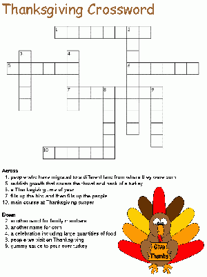 Thanksgiving Themed Crossword Puzzle