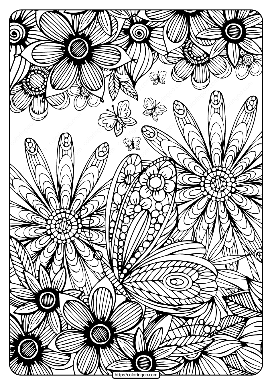 19 Free Online Coloring Pages For Adults Flowers Info