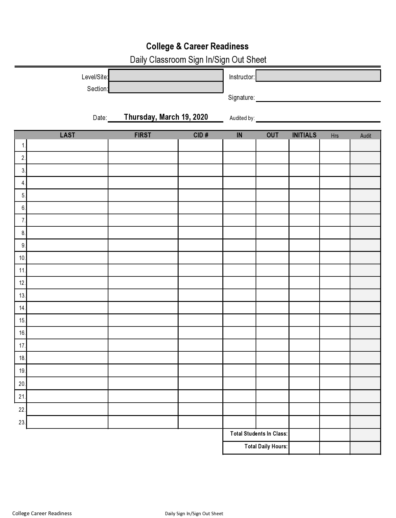 30 Printable Sign In Sign Out Sheets Best Templates Images