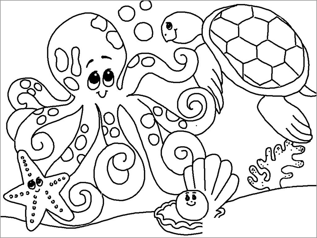 Aquatic Animals Coloring Pages ColoringBay