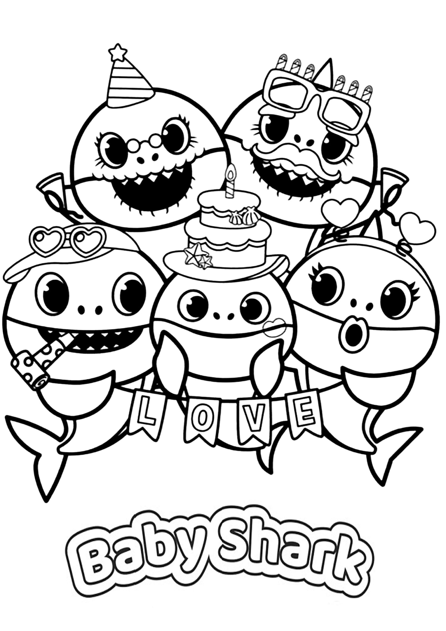 Baby Shark 39 s Birthday Baby Shark Coloring Pages