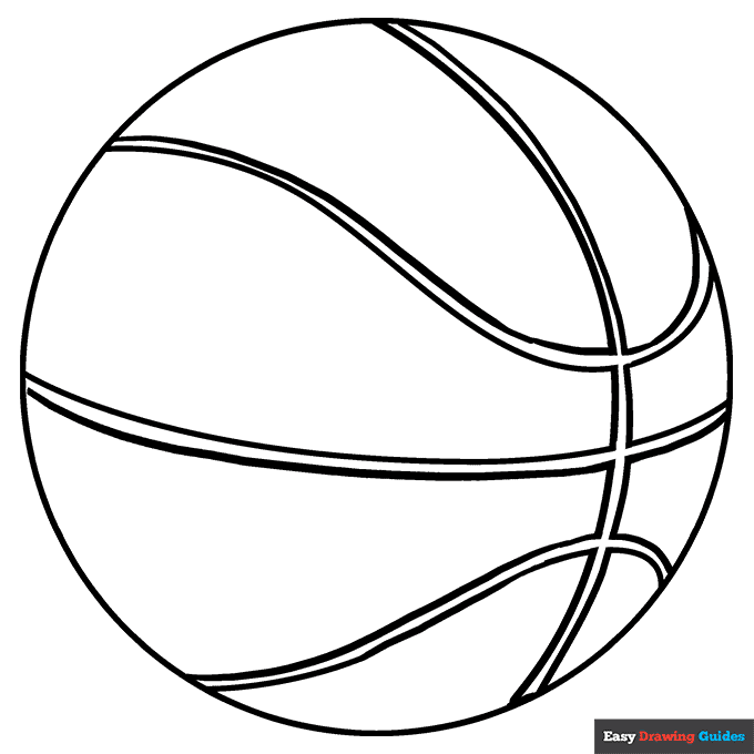 Basketball Coloring Page Easy Drawing Guides