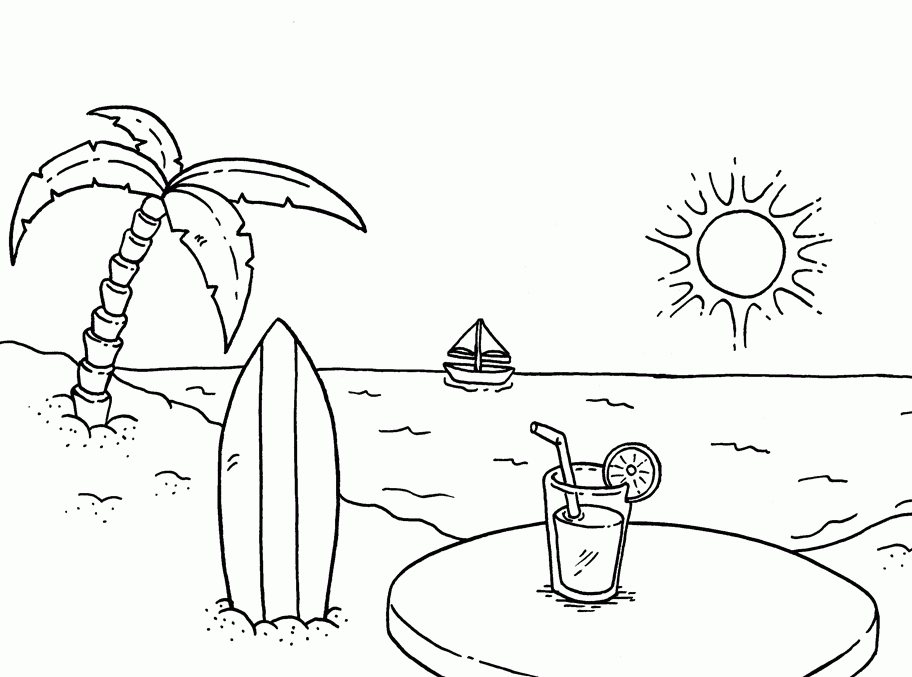 Beach Coloring Pages Beach Scenes Activities