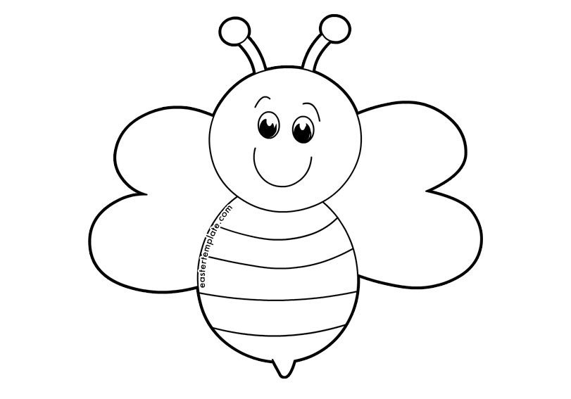 Bee Coloring Page Easter Template