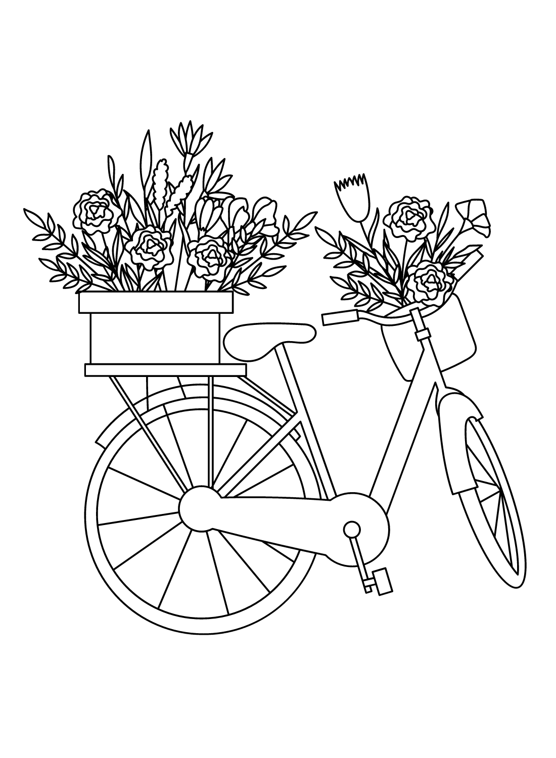 Bicycle With Flowers Coloring Page Free Printable Coloring Pages