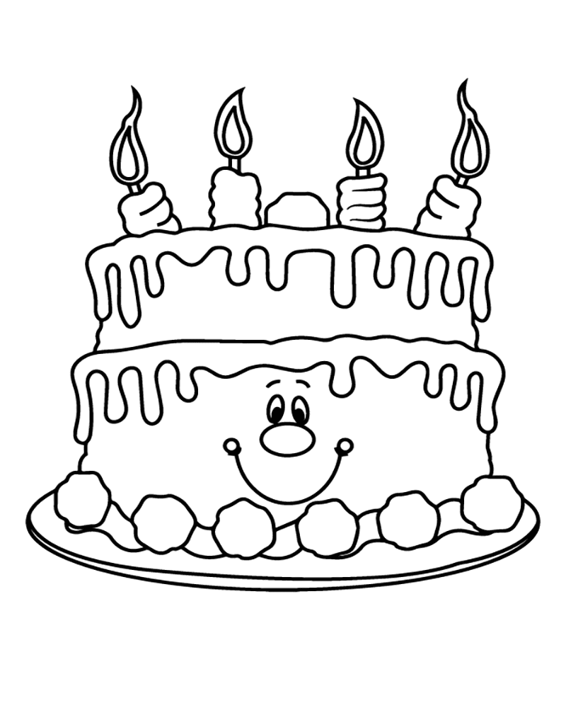 Birthday Stylish Big Cake Coloring Page Free Printable Coloring Pages 