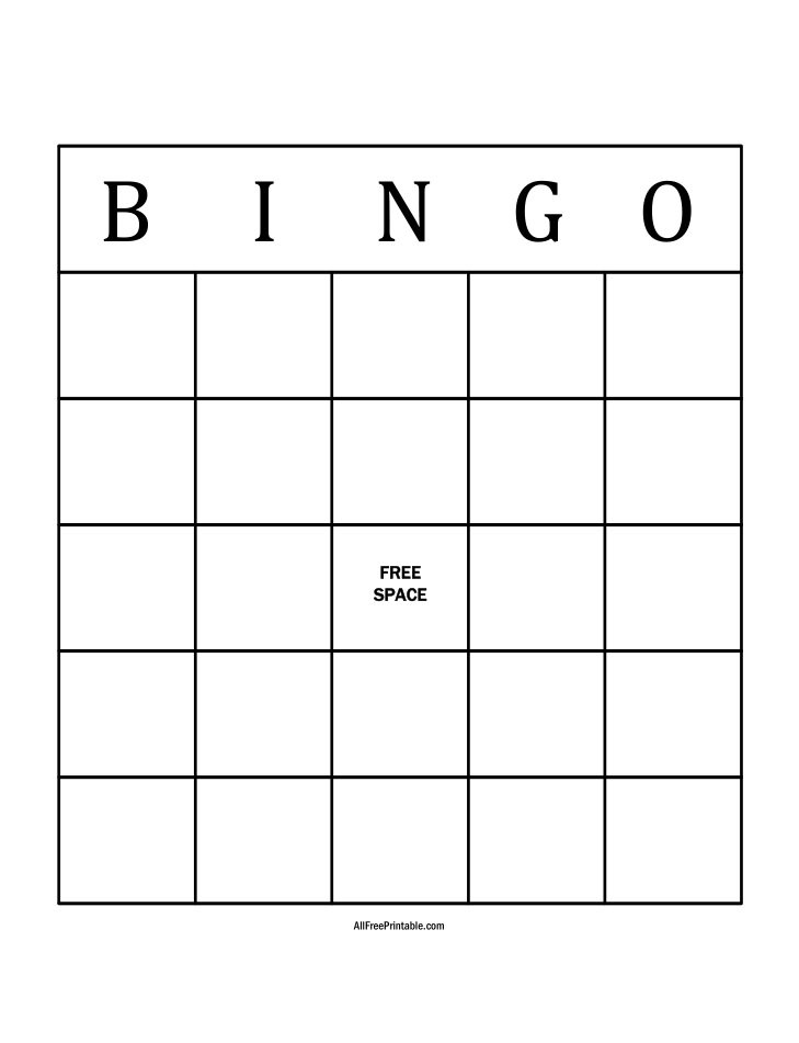 Blank Bingo Template Free Printable