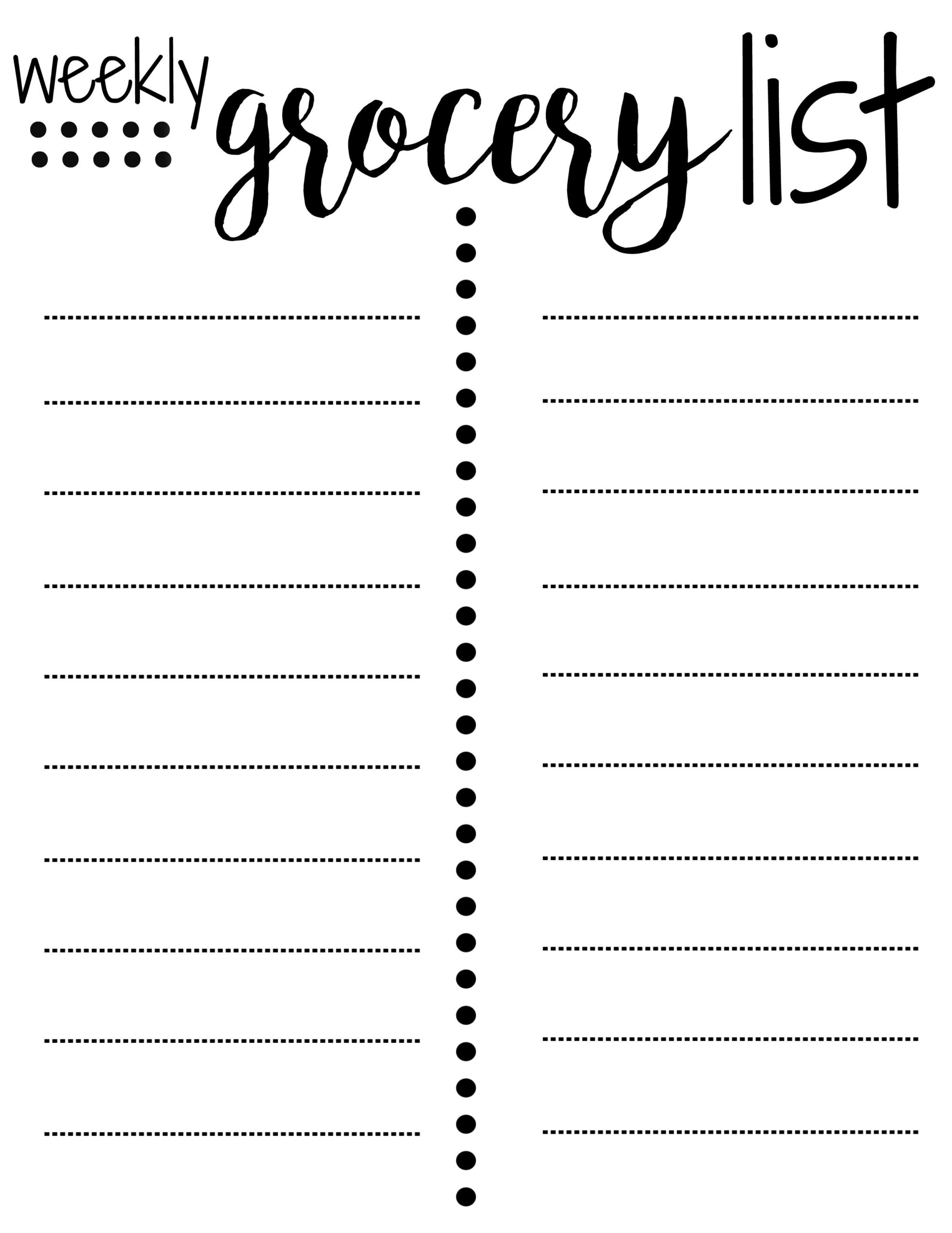 Blank Printable Grocery List Template Printable Templates