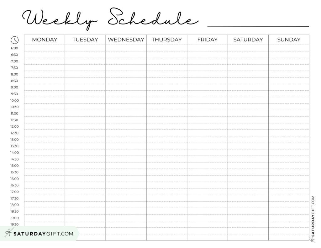 Blank Weekly Template Printable Free Weekly Schedule