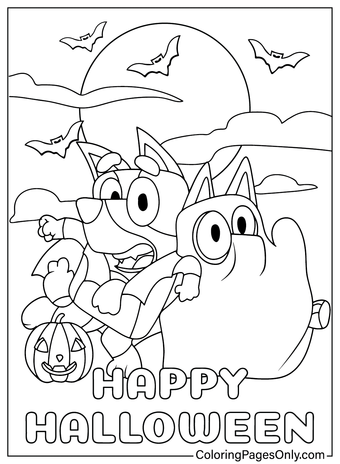 Bluey Halloween To Color Free Printable Coloring Pages