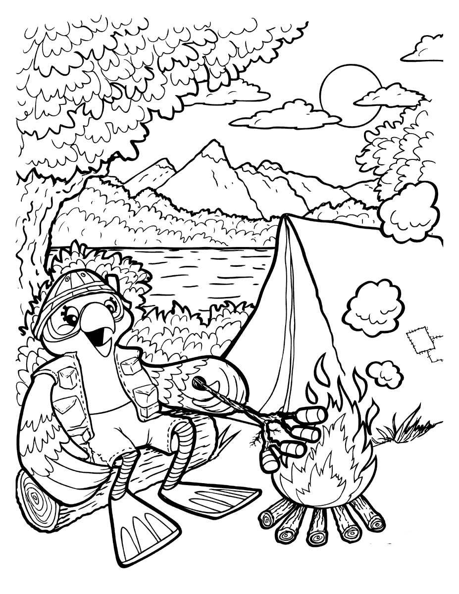 Camping Coloring Pages Themed Summer Free Printable Coloring Pages