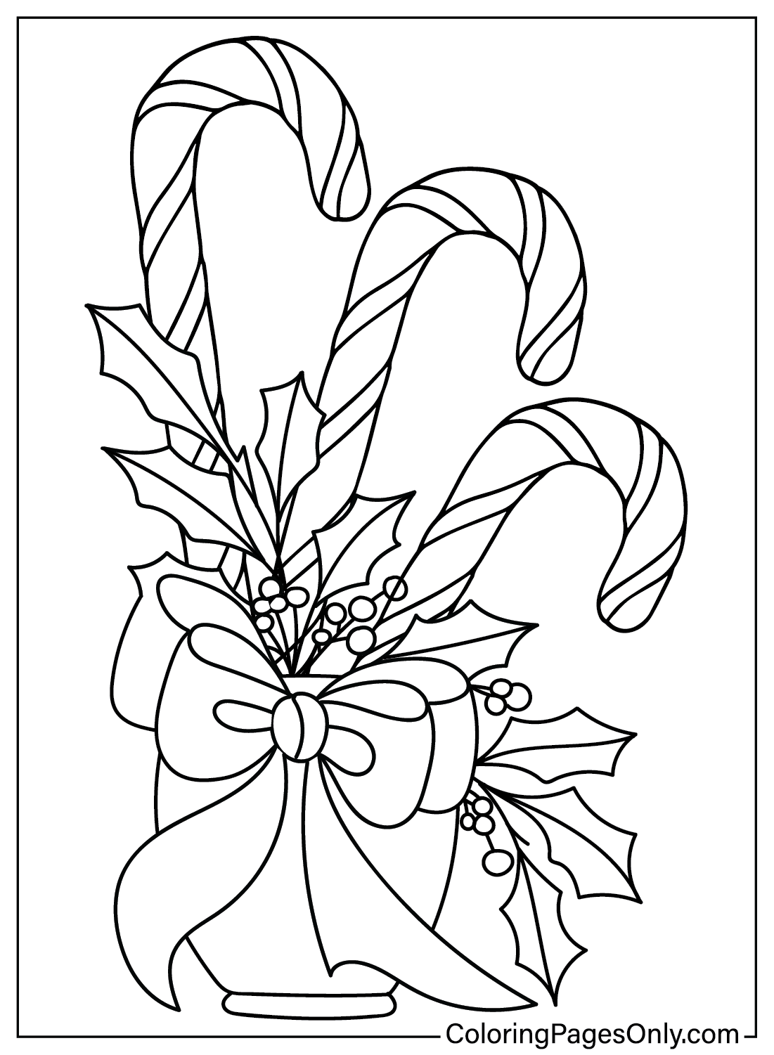 Candy Cane Coloring Page Christmas Free Printable Coloring Pages