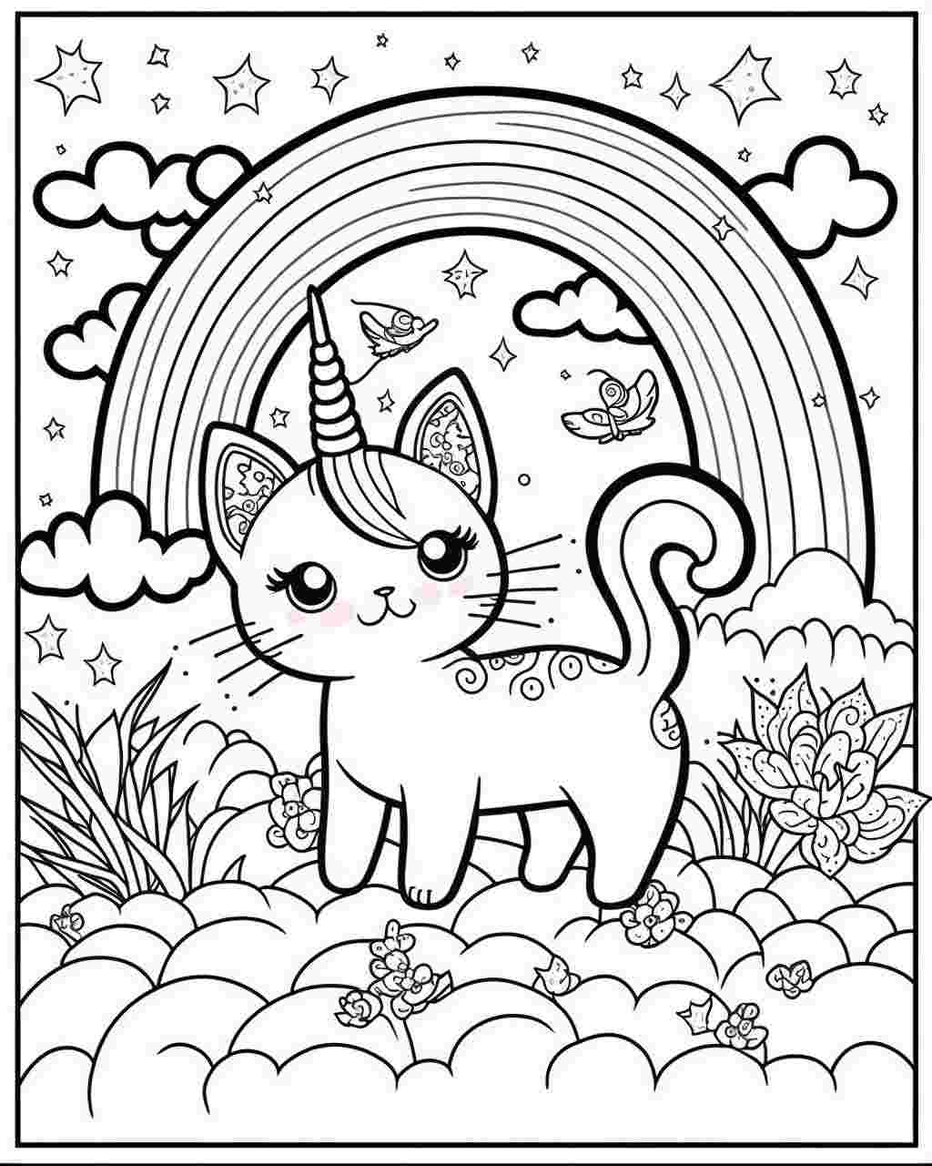 Cat Unicorn Rainbow ColoringFunHouse
