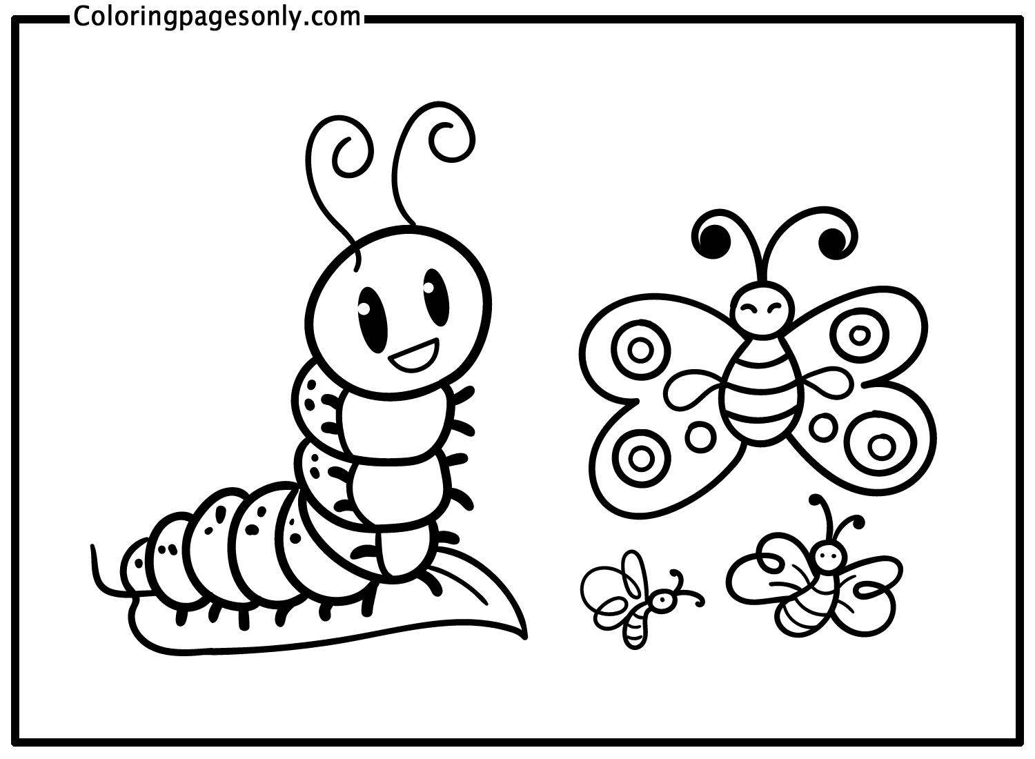 Caterpillar Butterfly Coloring Page