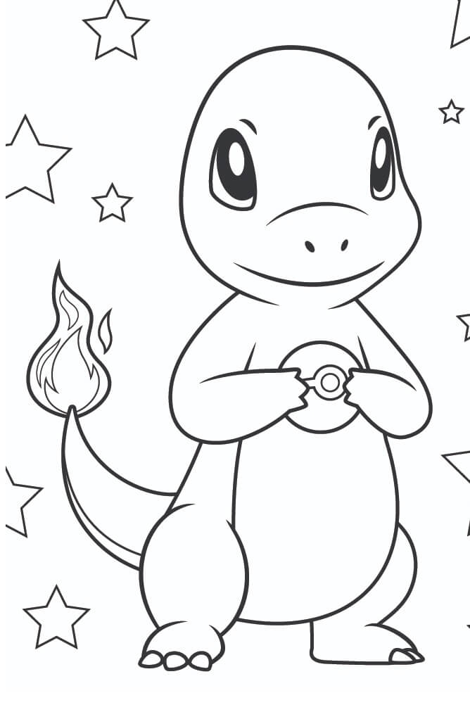 Charmander With Pokeball Coloring Page Free Printable Coloring Pages 