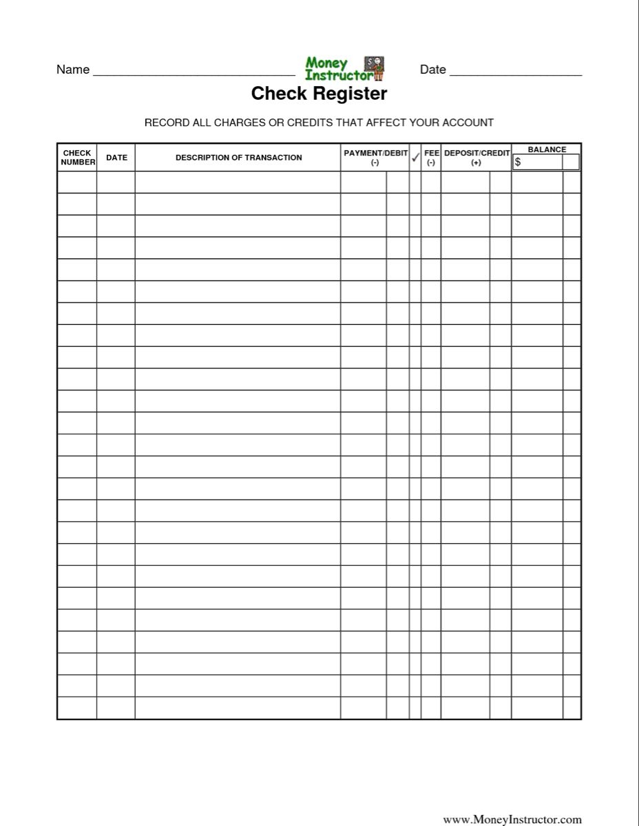 Check Register Printable Template Printable New Year Banners