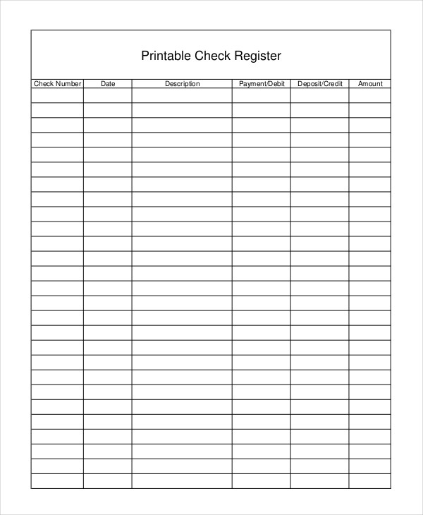 Check Register Template Free Printable Printable Templates