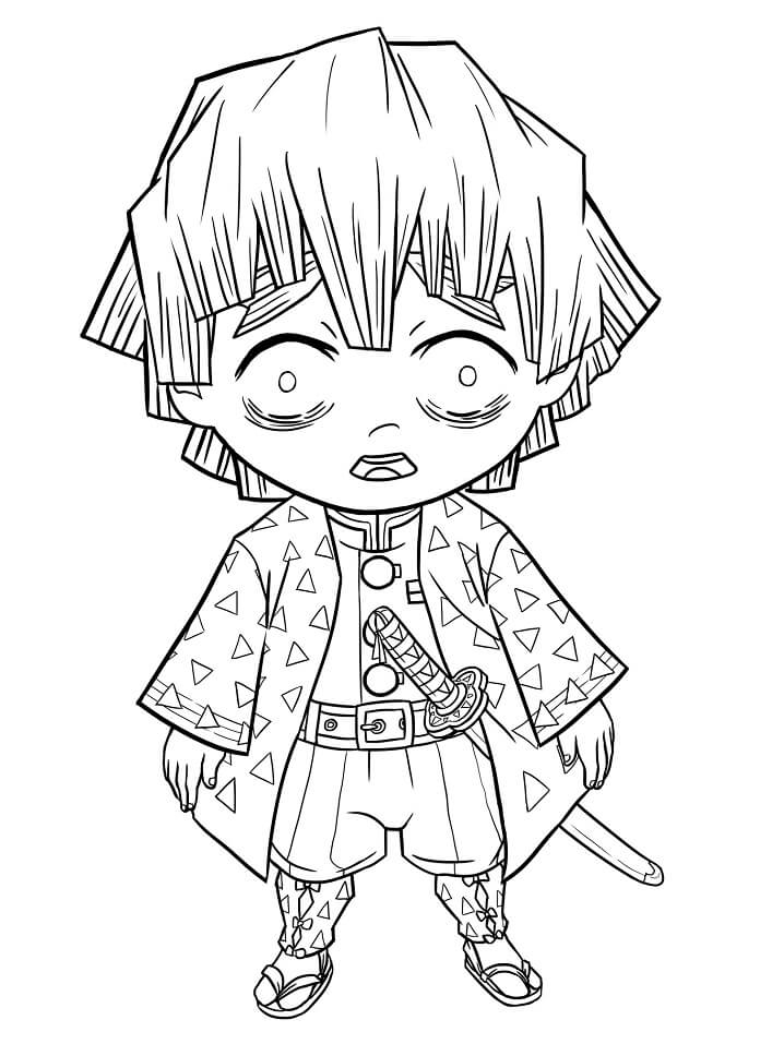 Chibi Zenitsu Demon Slayer Coloring Page Free Printable Coloring 