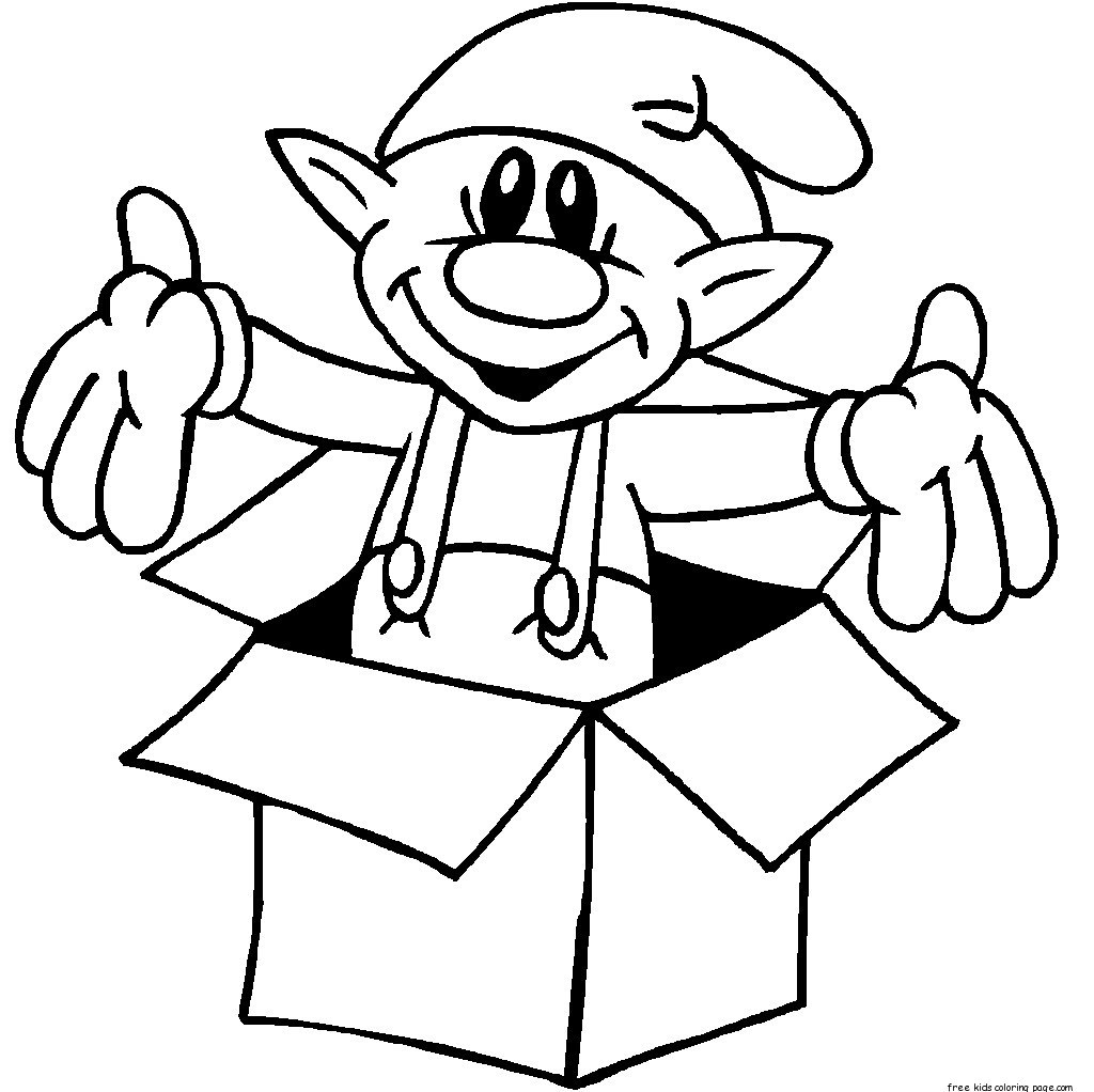 Christmas Elf In A Box Coloring Pages For Kids Free Kids Coloring Page
