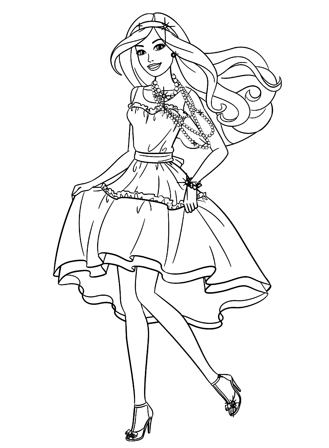 Coloring Page Of Beautiful Barbie Free Printable Coloring Pages