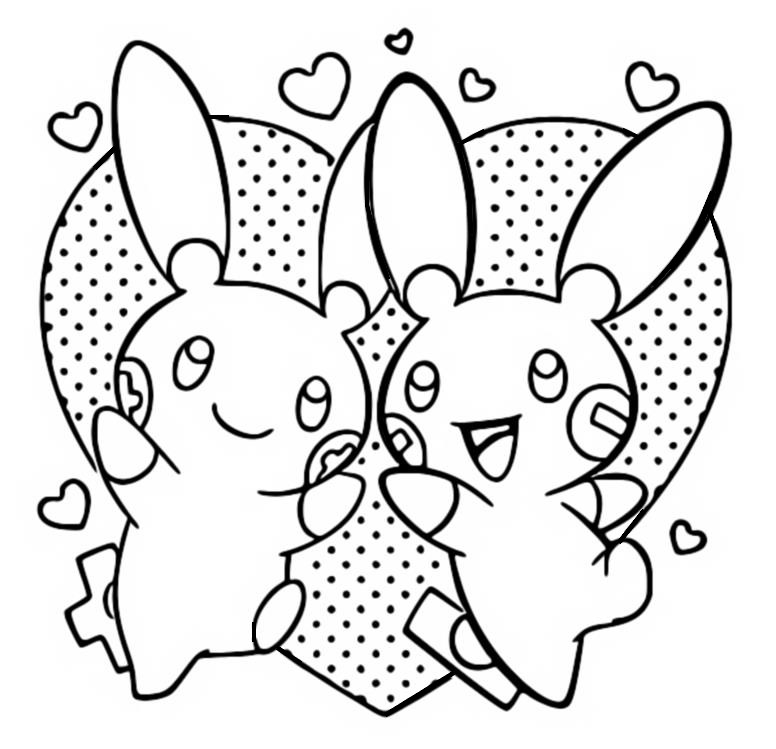 Coloring Page Pok mon Valentine 39 s Day Plusle 2