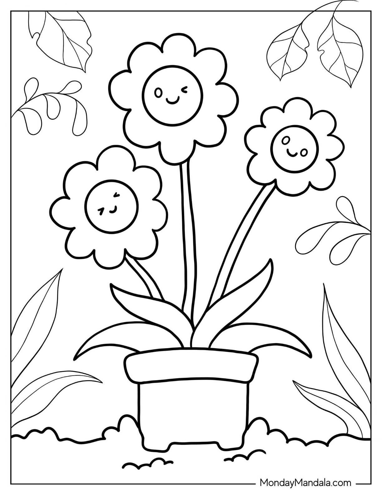 Coloring Pages Flowers Kids Coloring Page Of Spring Flowers