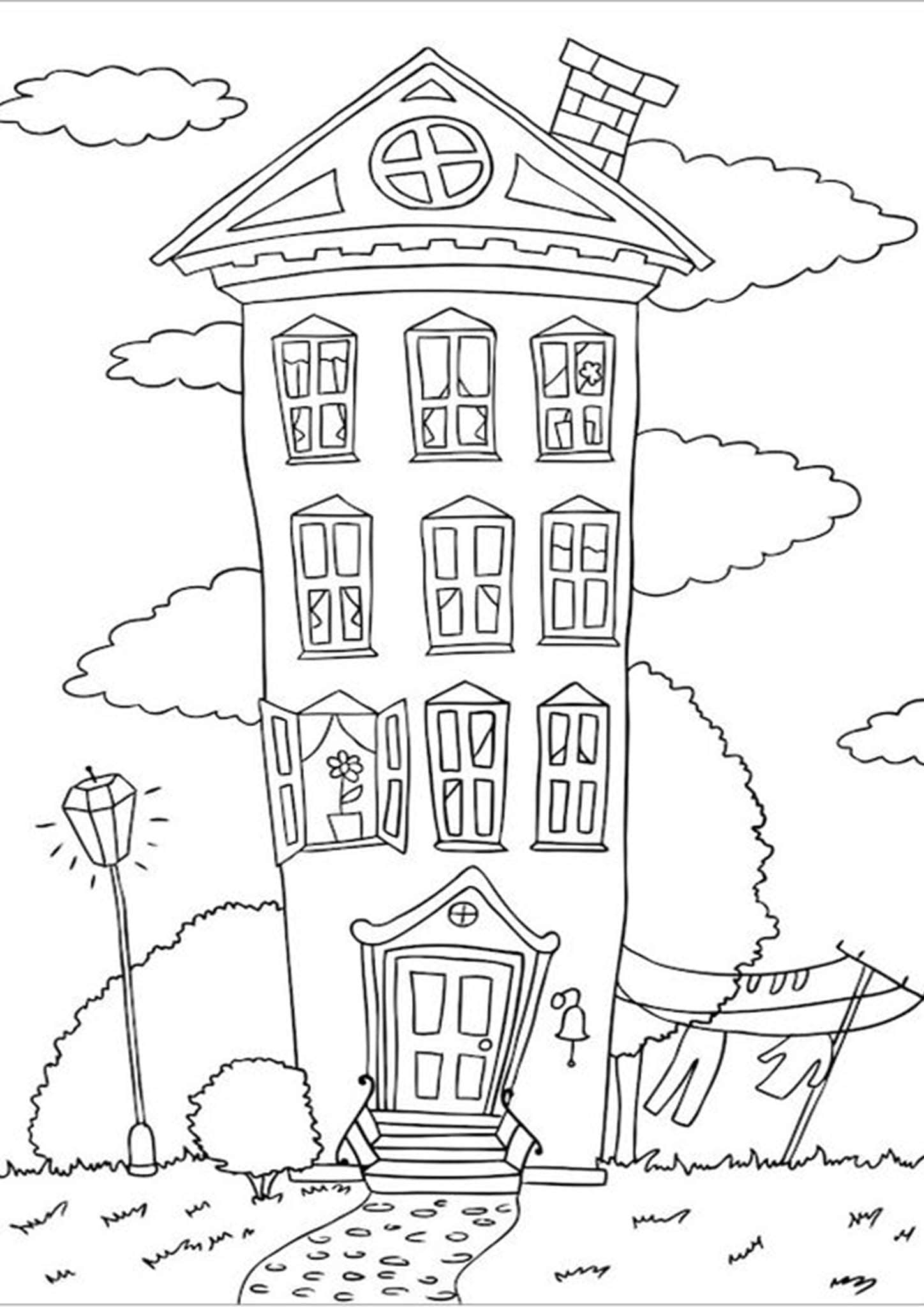 Coloring Pages Houses Homes Coloring Pages