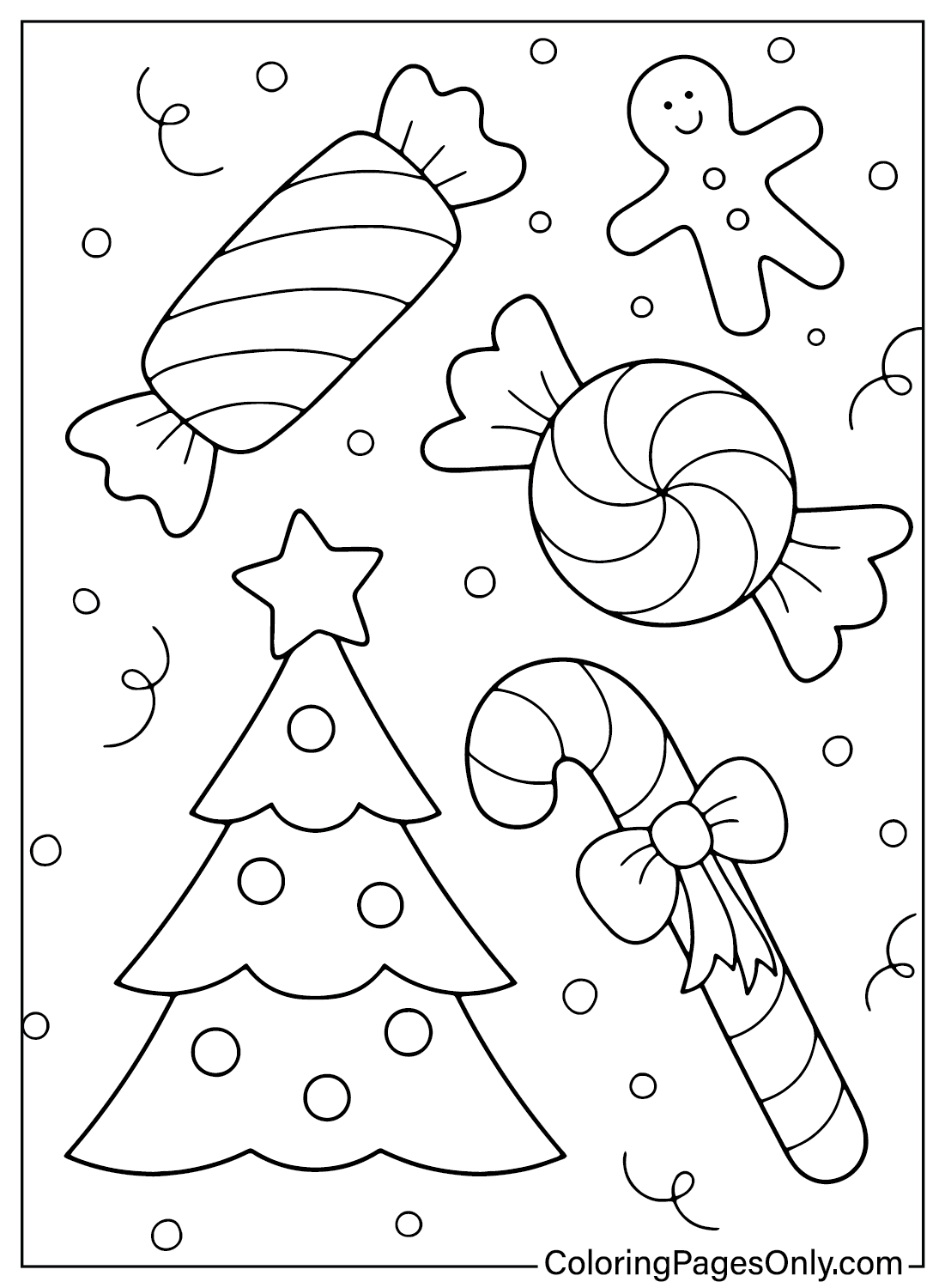 Coloring Sheet Christmas Candy Cane Free Printable Coloring Pages