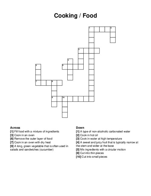 Cooking Food Crossword Puzzle