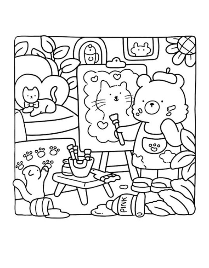 Cozy Friends Coloring Pages Free Printable PDF 