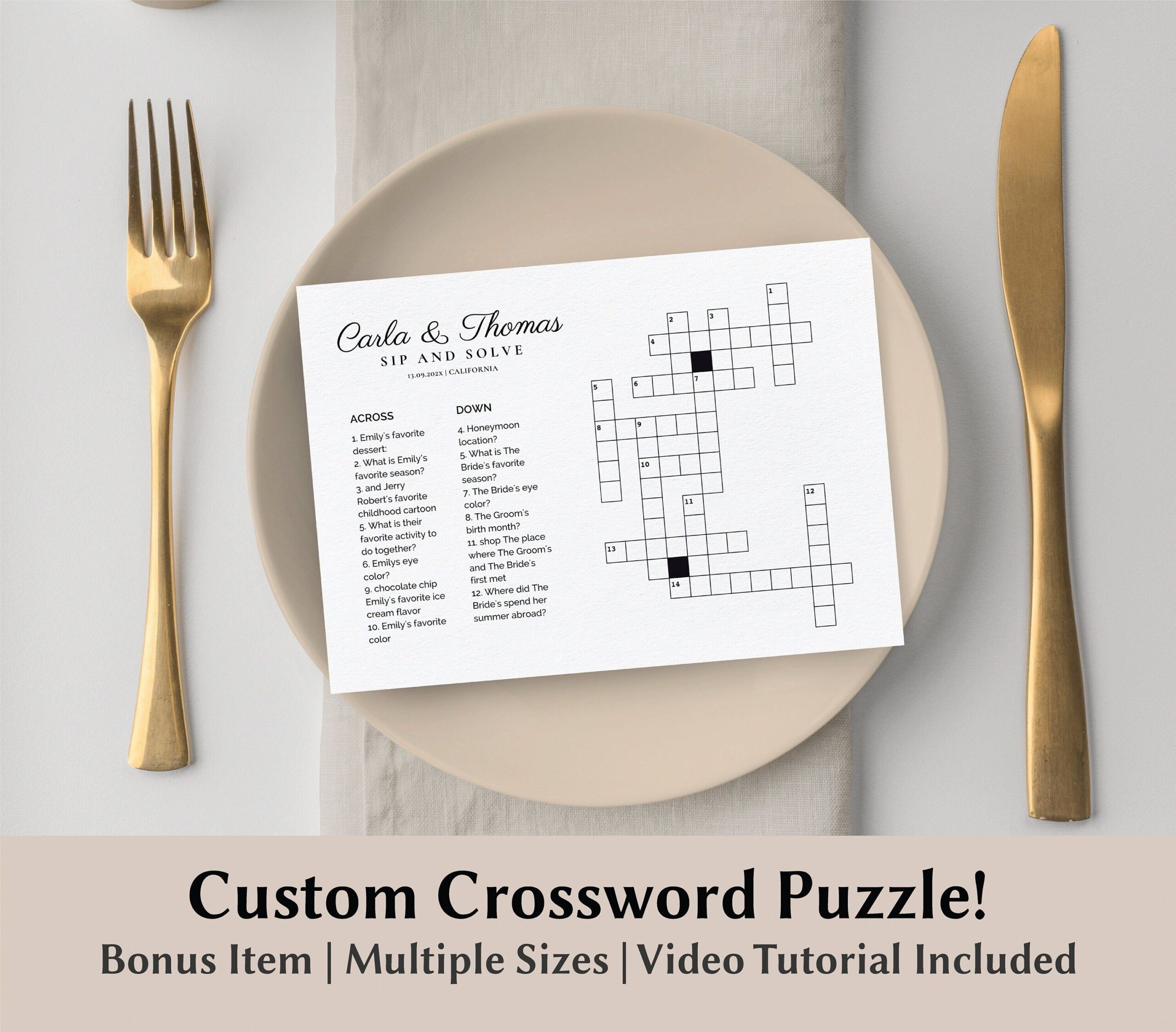 Crossword Puzzle Game Bridal Shower Crossword Puzzle Poster Template 