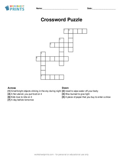 Crossword Puzzle Generator Create Free Crossword Puzzles Worksheets 