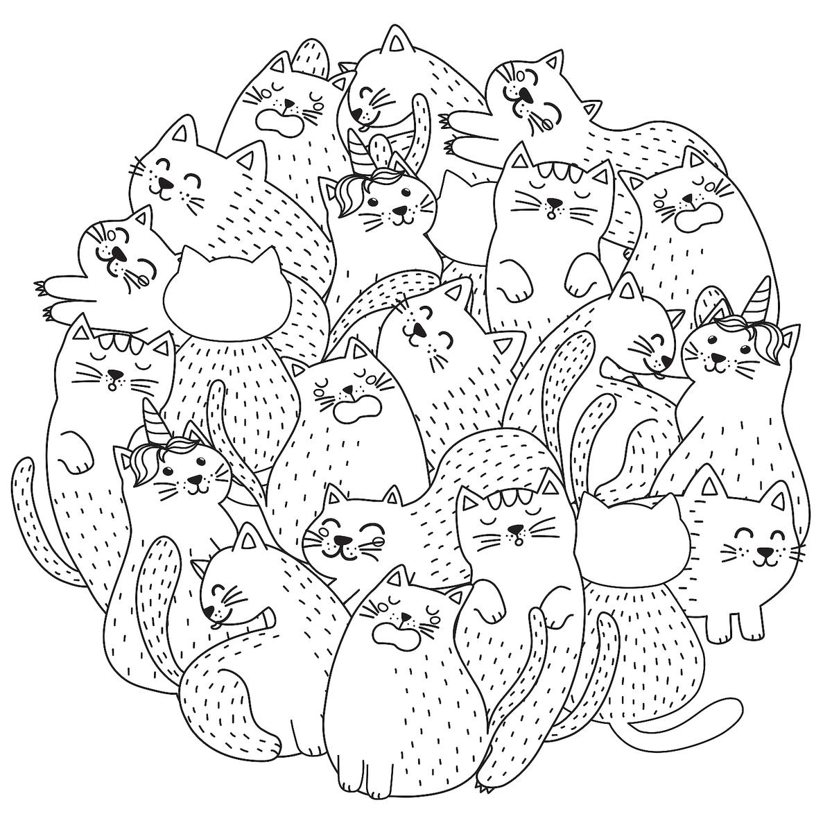 Cute Cat Coloring Coloring Pages