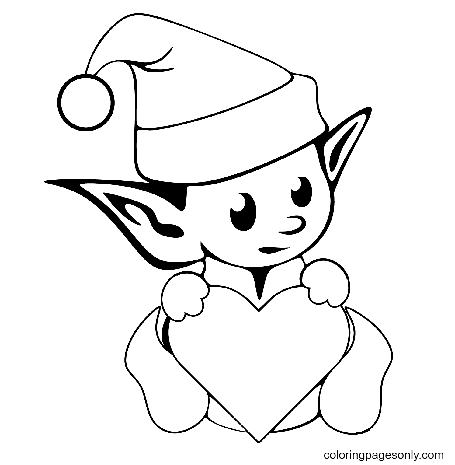 Cute Christmas Elf Coloring Page Free Printable Coloring Pages