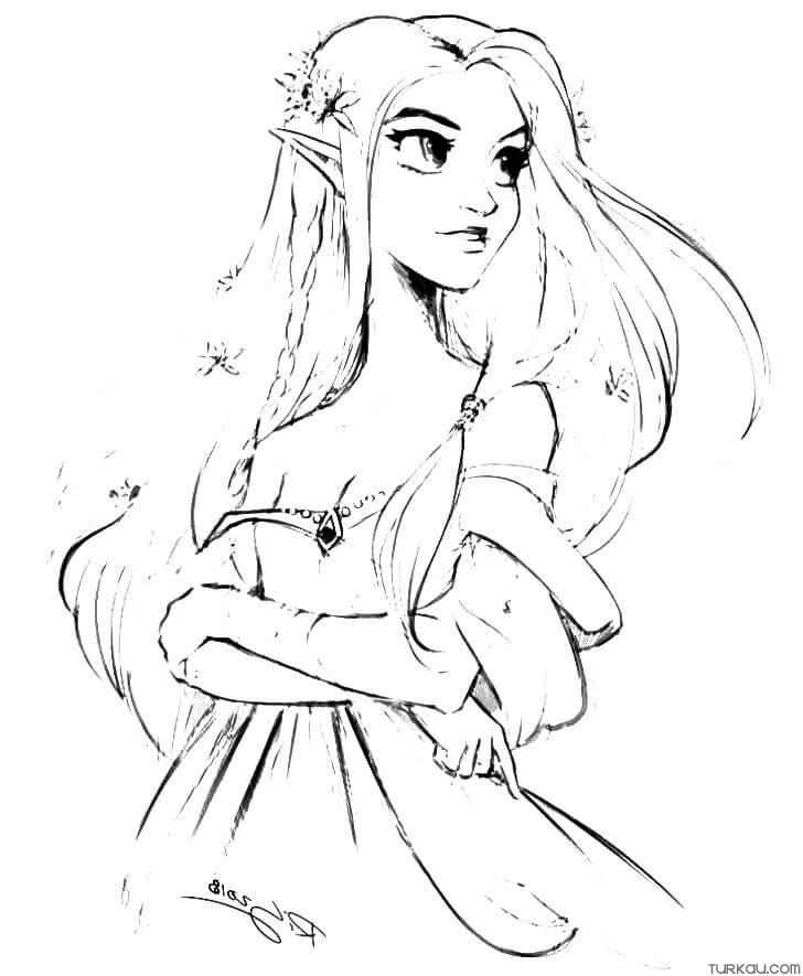 Cute Elf Girl Coloring Pages Turkau