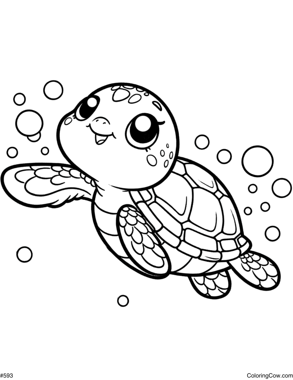 Cute Sea Turtle Coloring Page