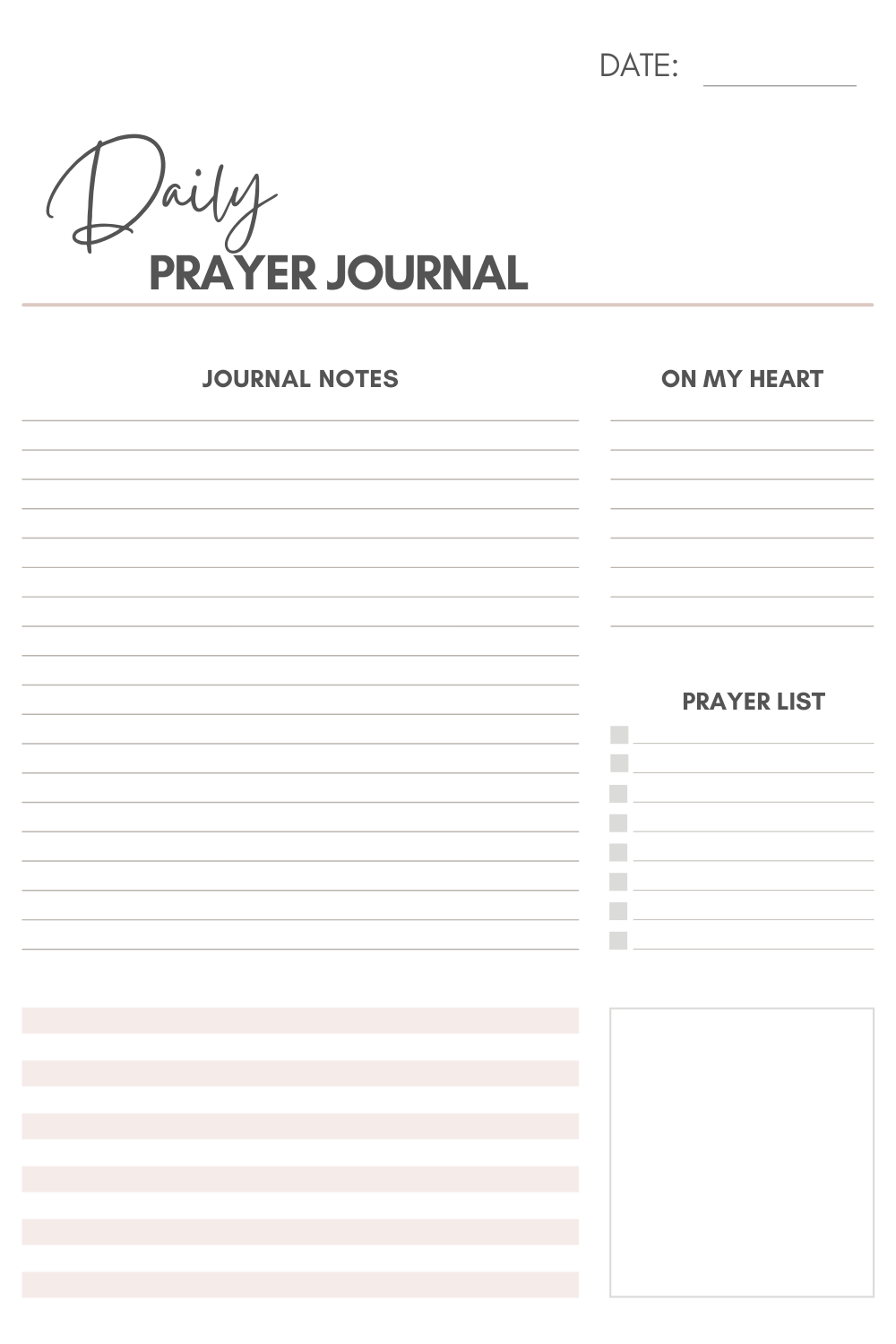 DAILY JOURNAL LAYOUT FREE PRINTABLE Prayer Journal Bible Journal 