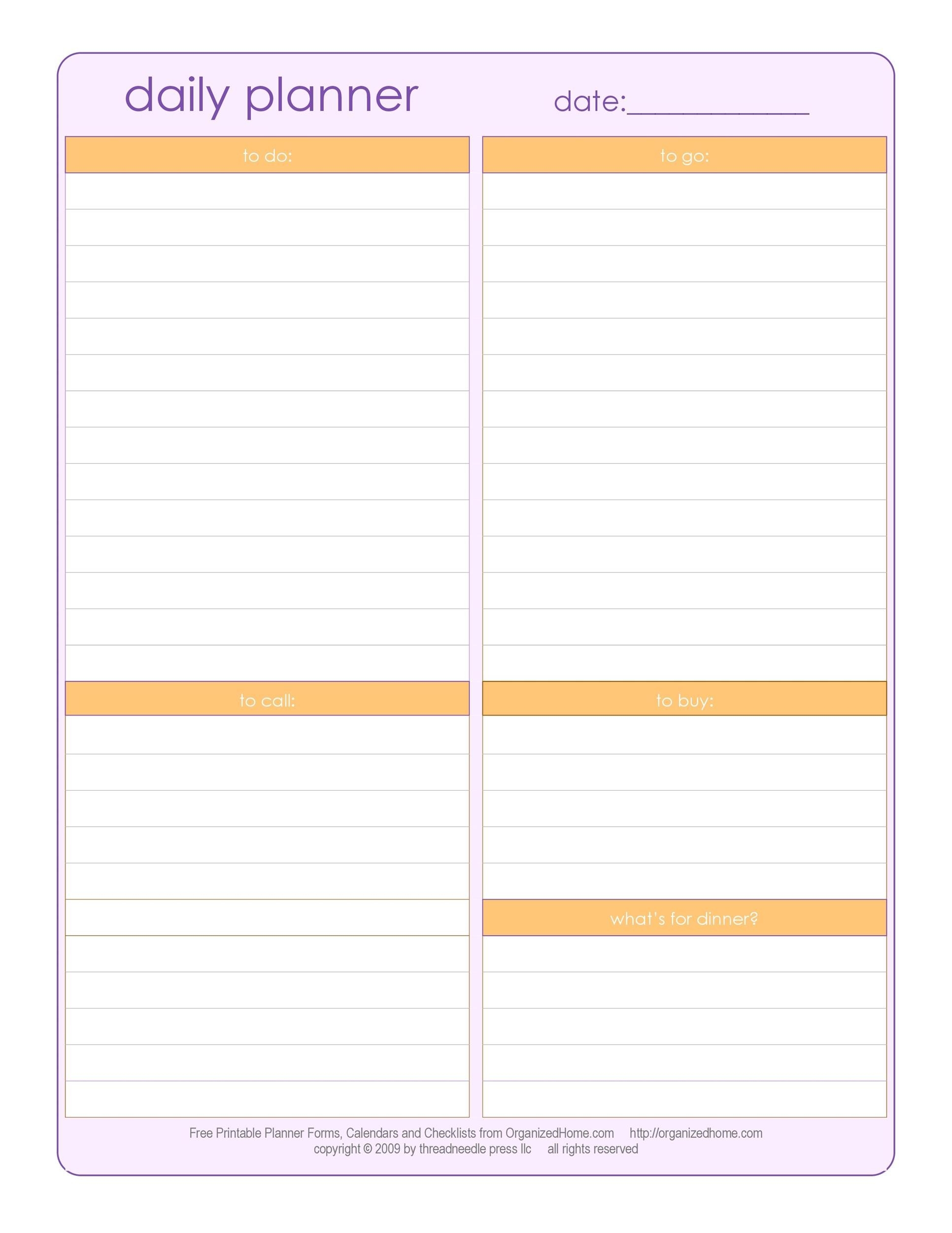Day Planner Template Free Printable Printable Templates
