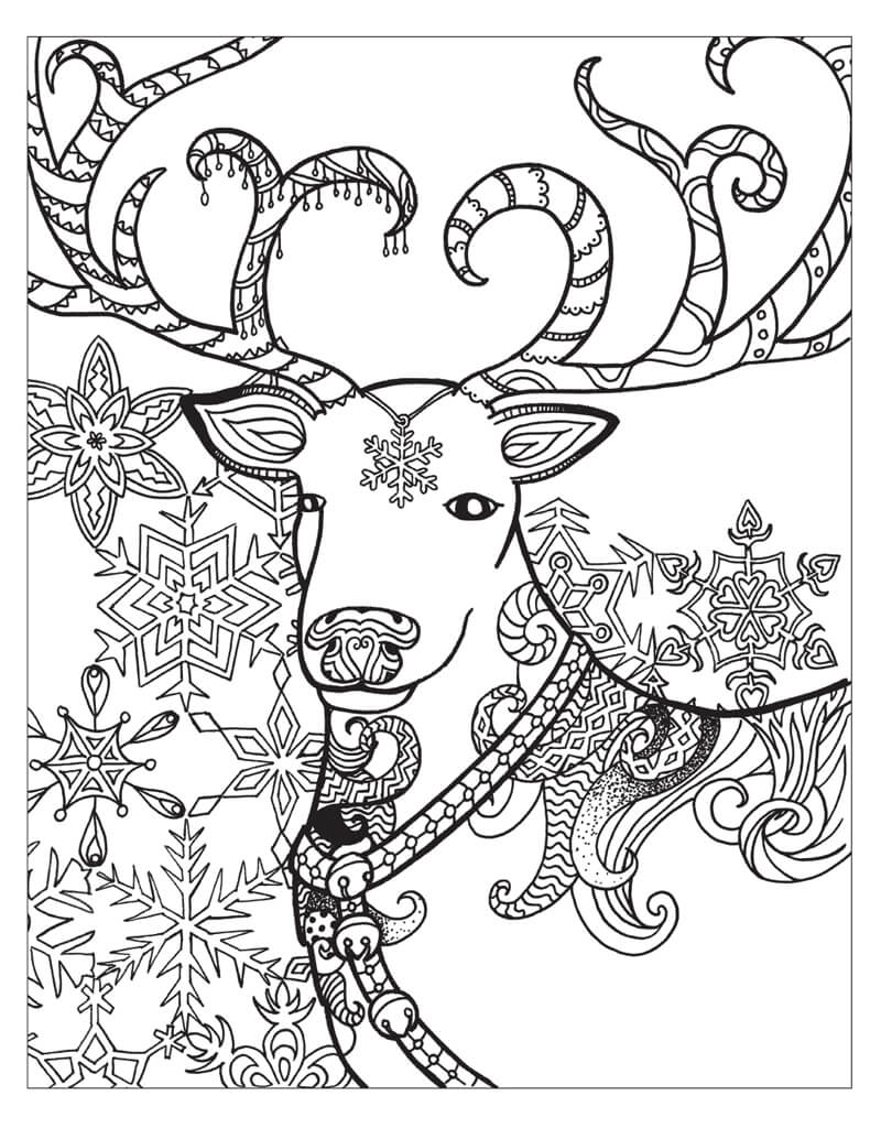 Deer In Winter Coloring Page For Adults Coloring rocks