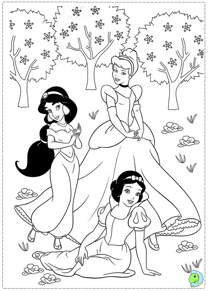 Disney Princesses Coloring Page DinoKids