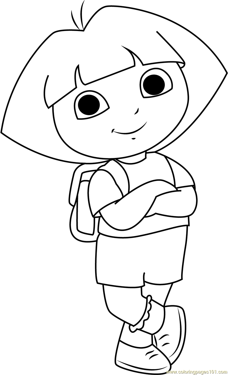 Dora Smiling Coloring Page For Kids Free Dora The Explorer Printable 