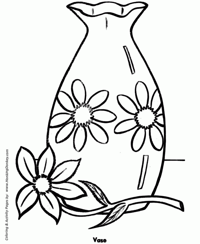 Easy Coloring Pages Free Printable Flower Vase Easy Coloring Activity 