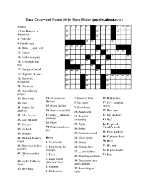 Easy Crossword Puzzle Pdf Fill Online Printable Fillable Blank 