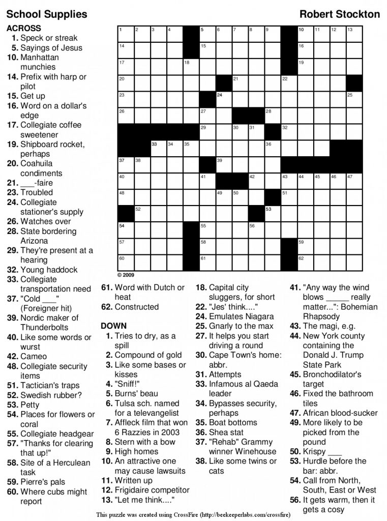 Easy Printable Crossword Puzzles Large Print Puzzle Printable Word 