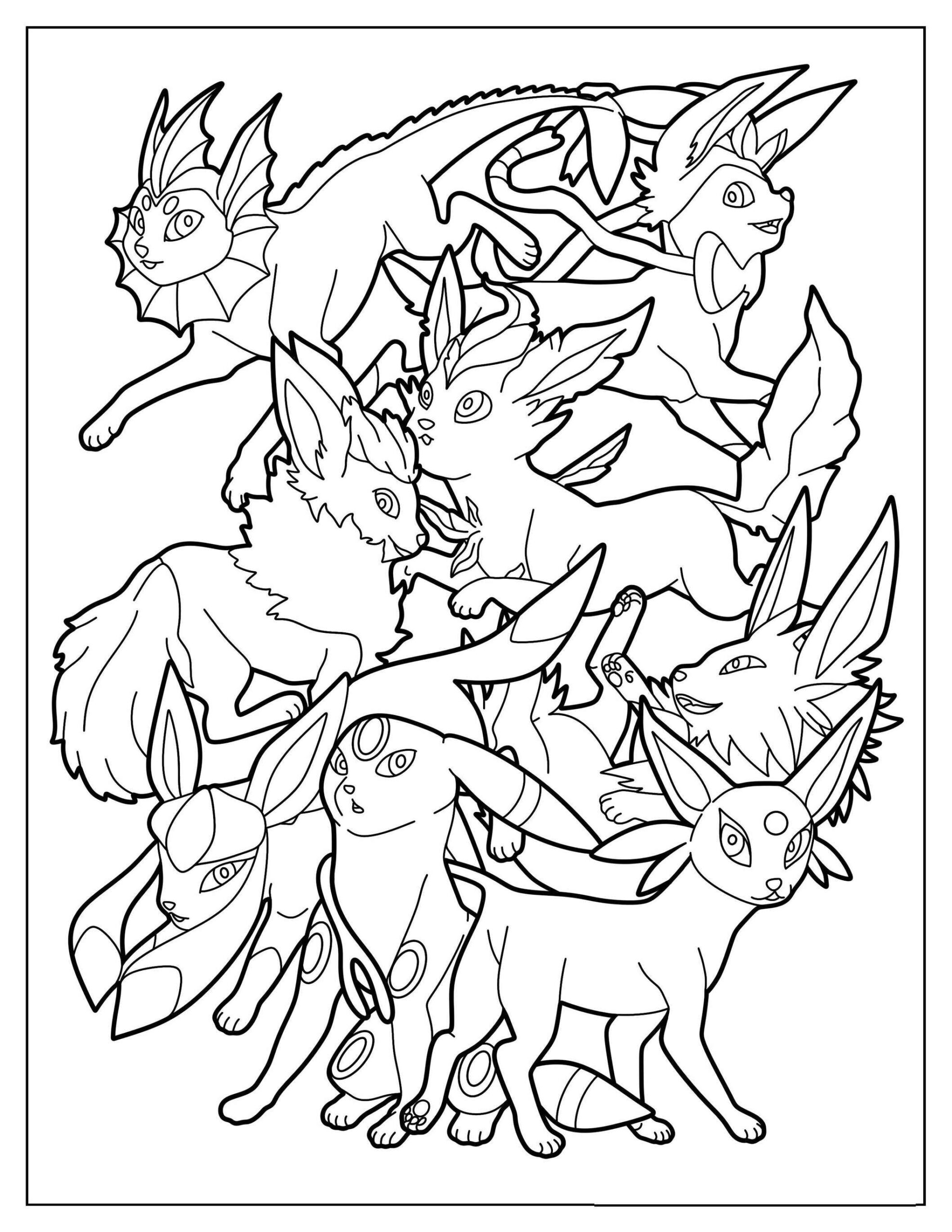 Eevee Evolutions Coloring Pages Happy Color Art Coloring