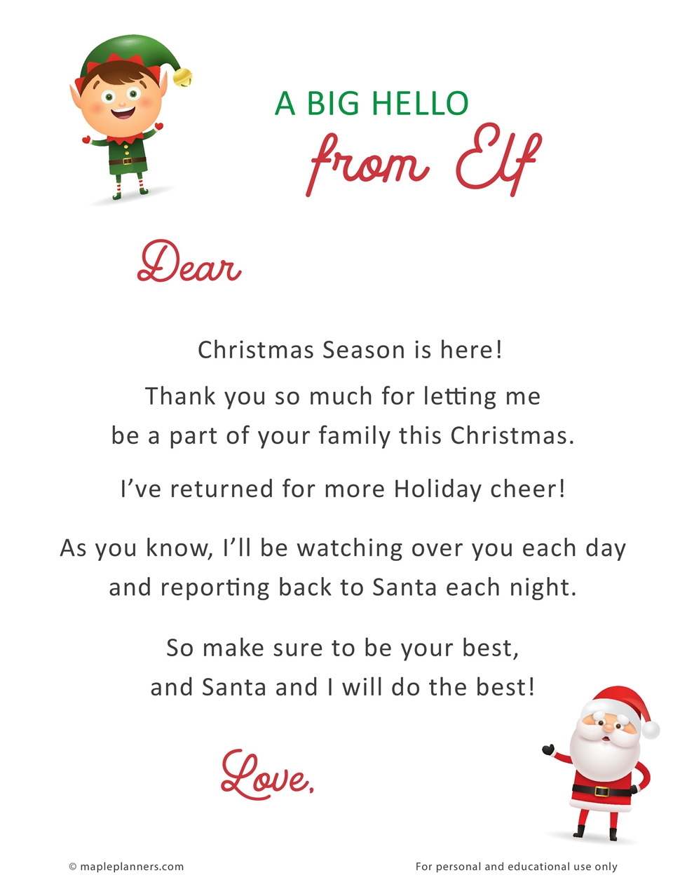 Elf On The Shelf Arrival Letter Printable Template Free Sunny Home My 