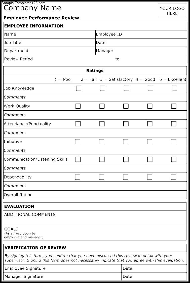 Employee Review Printable Employee Evaluation Form Printable Forms 