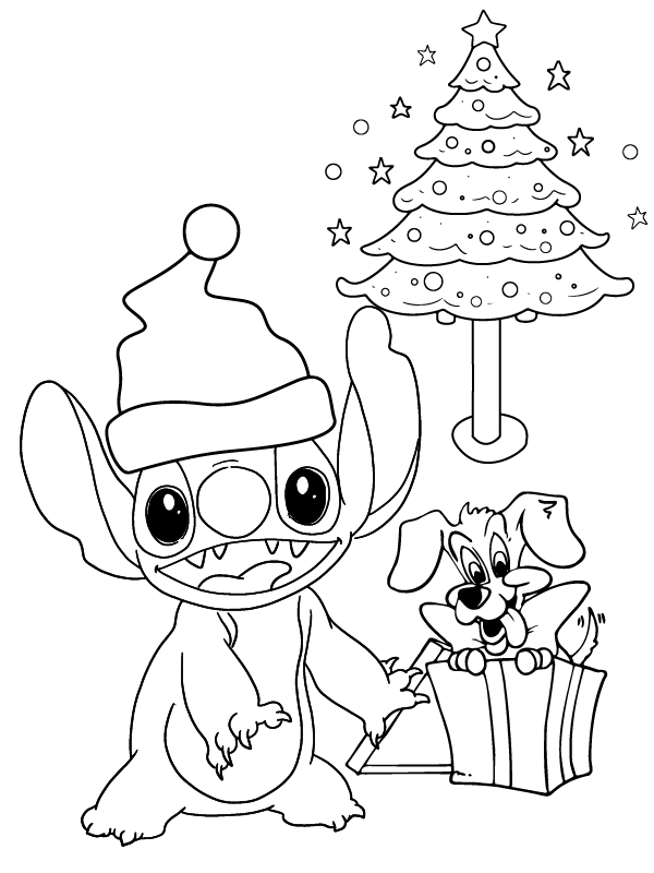 Excellent Stitch Christmas Coloring Page