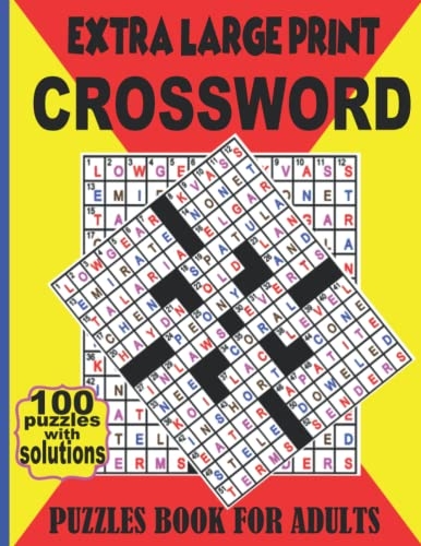 Extra Large Print Crossword Puzzles Book For Adults Easy Medium Hard
